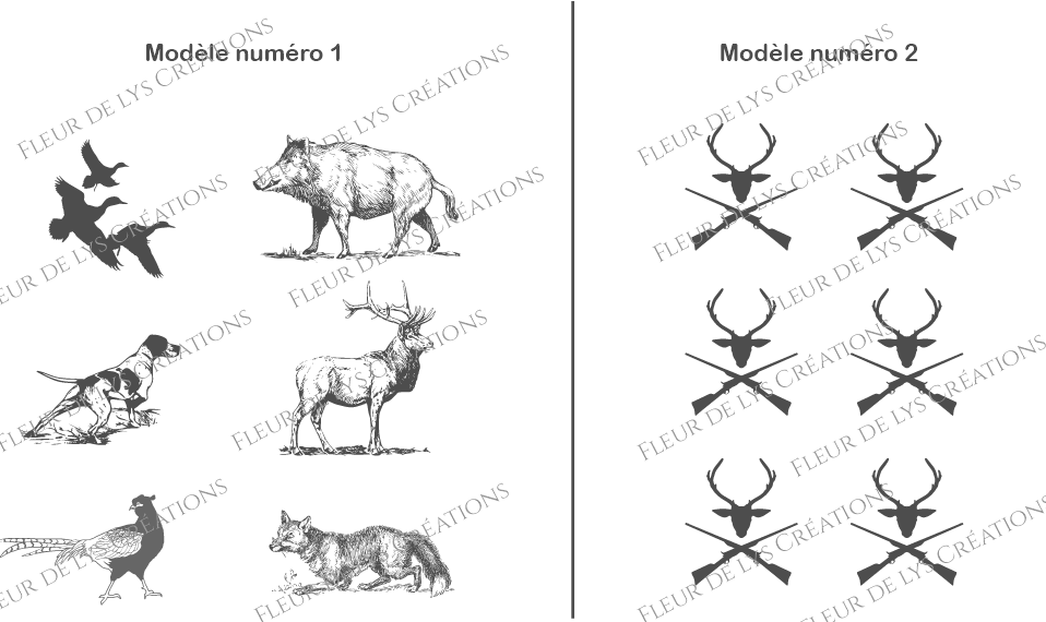 Lot de 6 verres à whisky thème chasse
