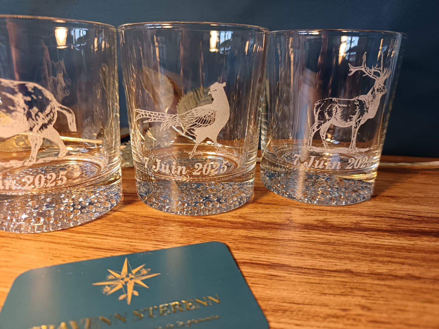 Lot de 6 verres à whisky thème chasse