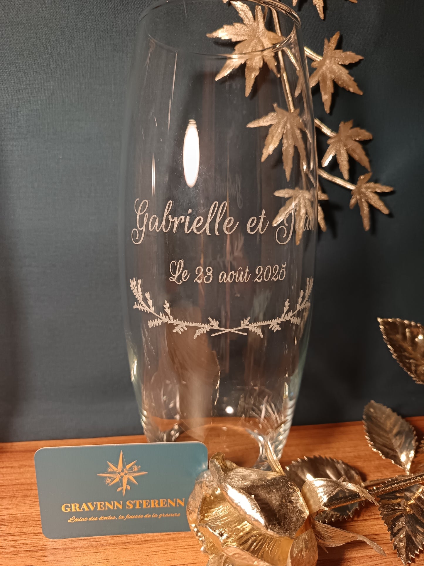 Vase haut thème mariage