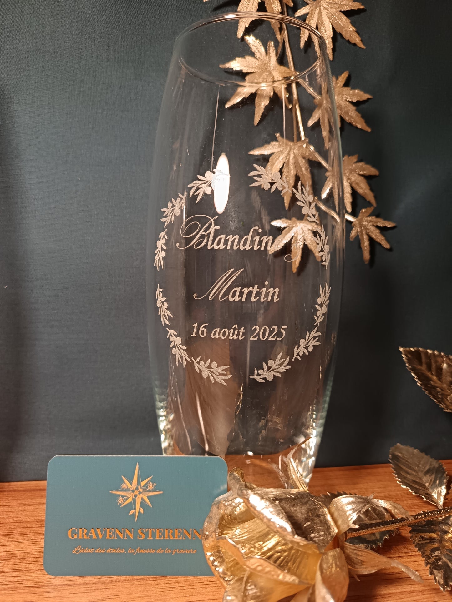 Vase haut thème mariage