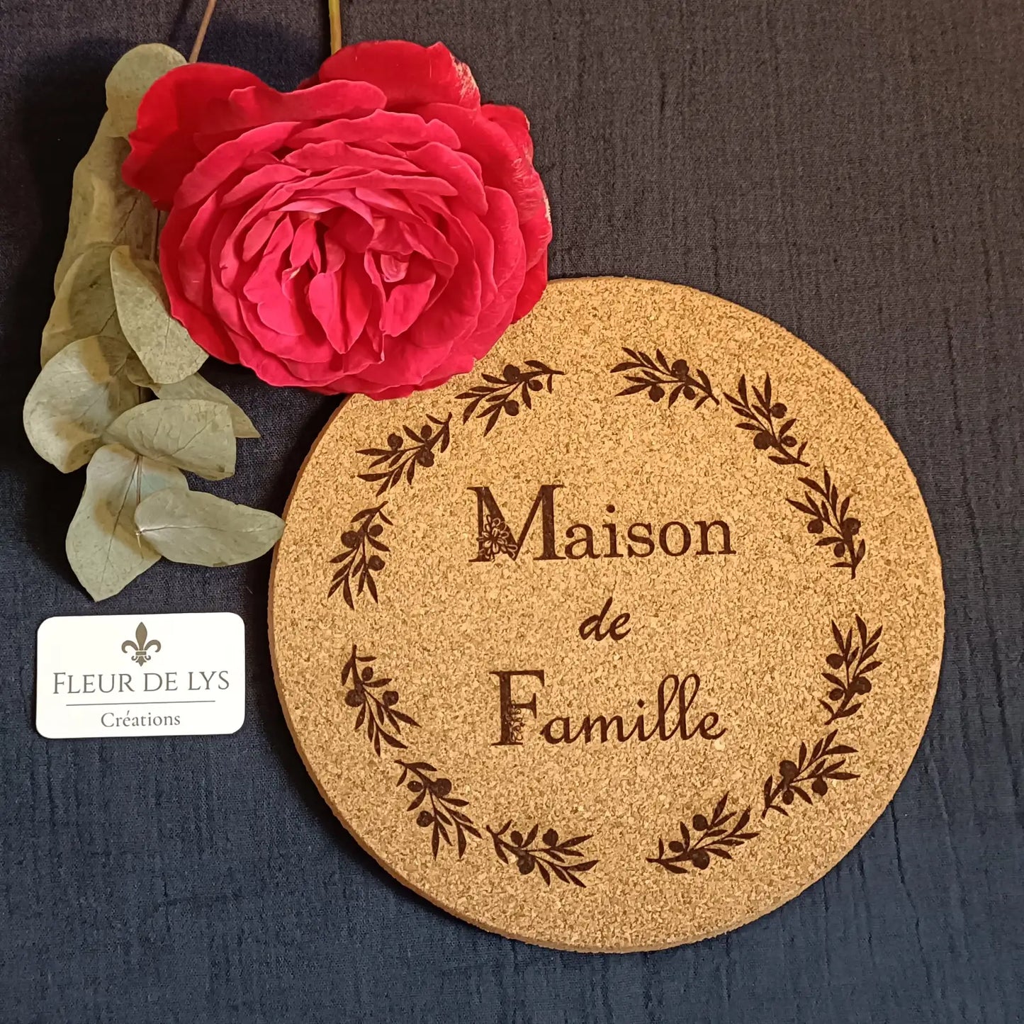 Dessous de plat en liège "Maison de famille"