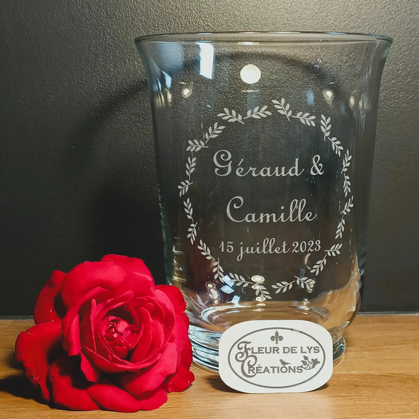 Vase évasé thème mariage