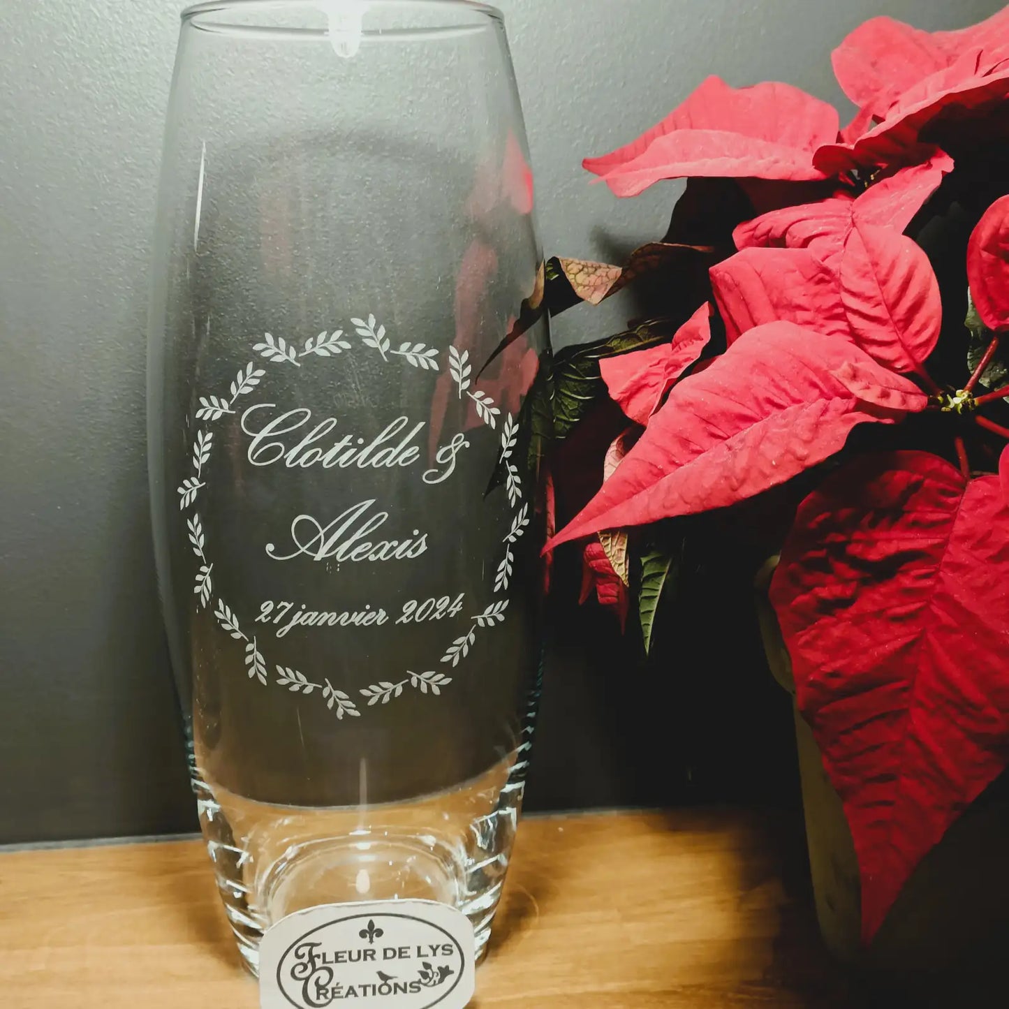 Vase haut thème mariage