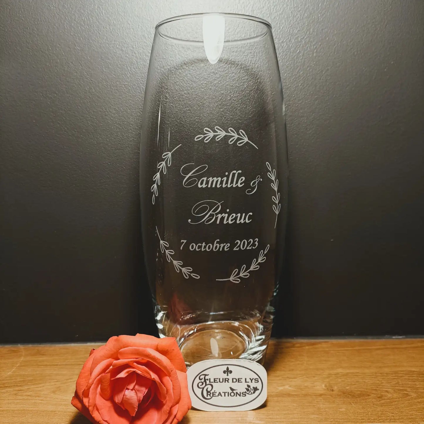 Vase haut thème mariage